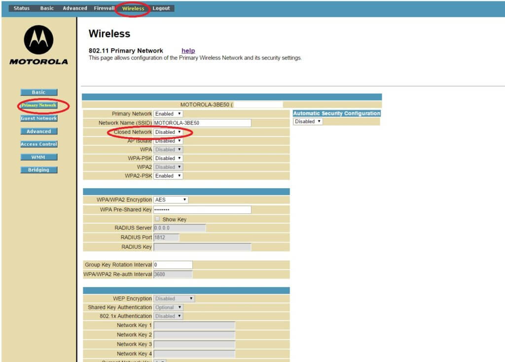 SBG6580 How to Hide SSID