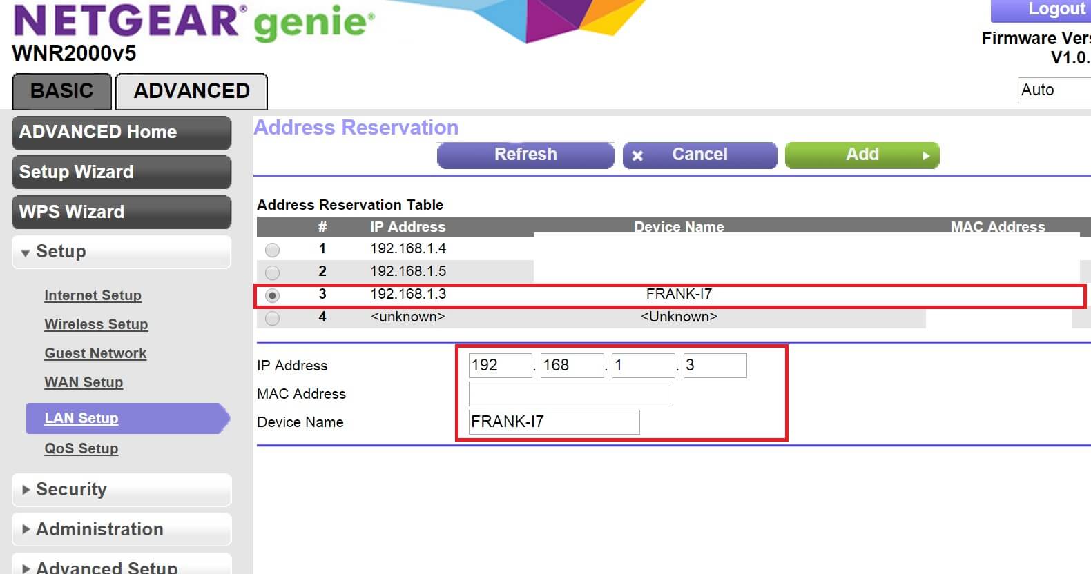 set static ip address router