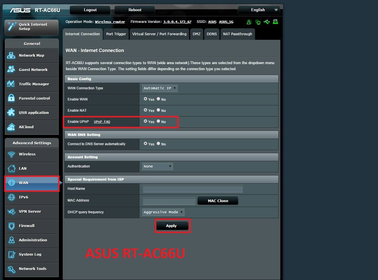 asus router configuration